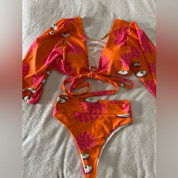 🩷👁️NWOT-SUPER CUTE & FUN ORANGE AND PINK BIKINI SZ M🩷👁️ - Picture 5 of 13